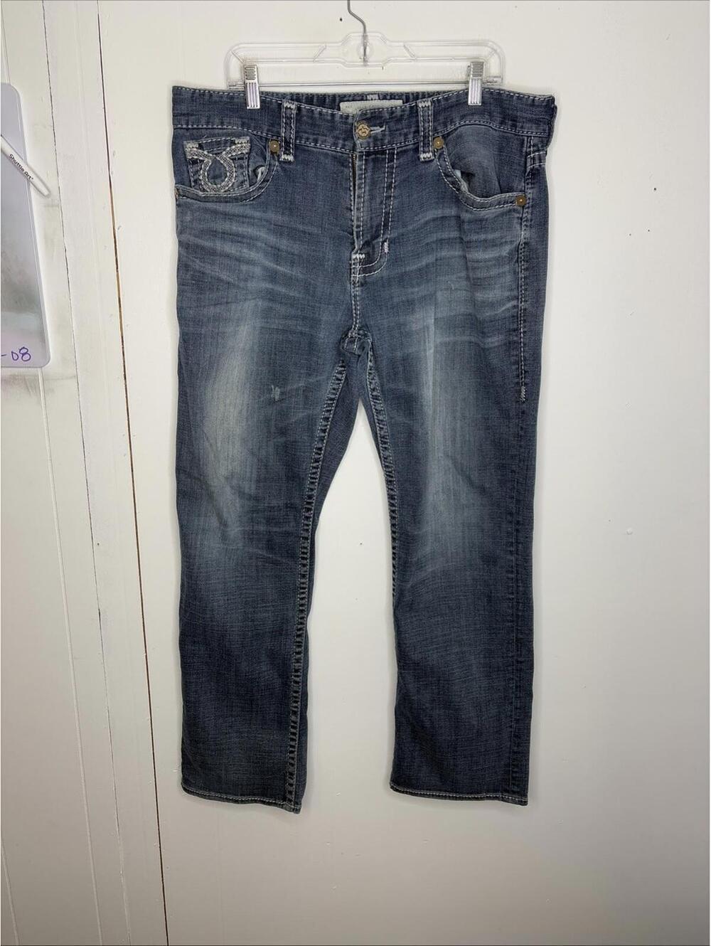 Big Star Jeans Mens 36 Voyager Straight Western Country Buckle Medium Wash